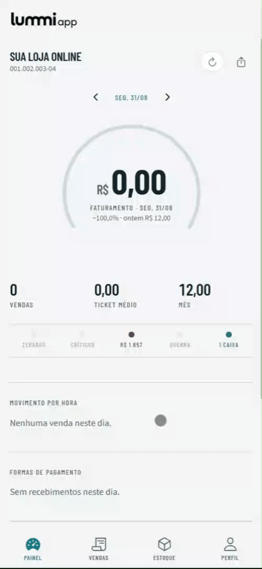Demonstração do aplicativo Lummi Gestor em funcionamento no smartphone